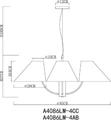 Подвесная люстра Arte Lamp A4086LM-4AB
