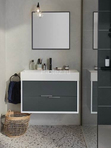 Тумба под раковину Jacob Delafon Vivienne 80 подвесная, Серая матовая/Белая глянцевая (EB1667-J5-J54