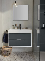 Тумба под раковину Jacob Delafon Vivienne 80 подвесная, Серая матовая/Белая глянцевая (EB1667-J5-J54