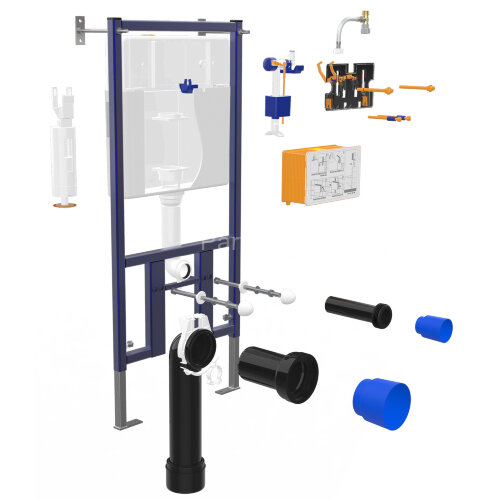 Сет LORANTO Инсталляция с кнопкой Line хром матовая + унитаз ANTE с сиденьем микролифт (4501+7321+CS