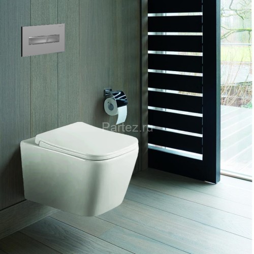 Сет LORANTO Инсталляция с кнопкой Line хром матовая + унитаз ANTE с сиденьем микролифт (4501+7321+CS