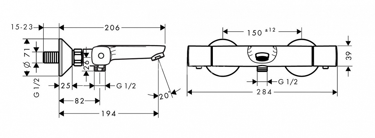 13123000 Термостат для ванны Ecostat Universal, хром