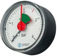 Манометр акс. с указателем предела D50 мм 4 бар 1/4&quot; STOUT