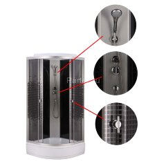 Душевая кабина Loranto 100x100x215 поддон 13 см, 4 мм прозрачное стекло с рисунком "мозайка" (CS-1000-13ТМ/М)