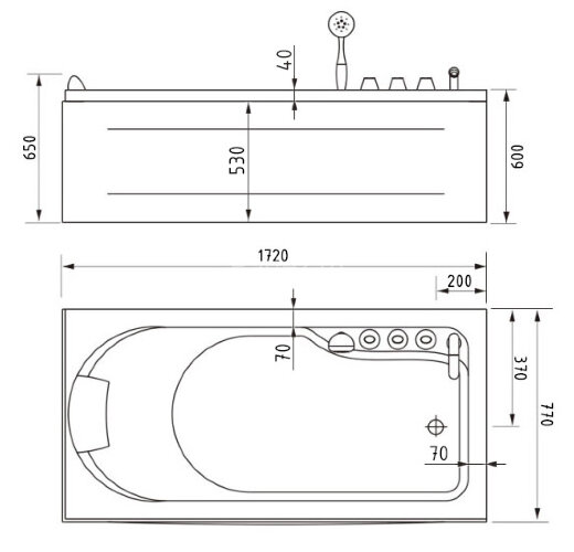 Акриловая ванна Gemy G9006-1.7 B R