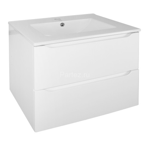 Комплект тумба Loranto Арфа NEW 60/2 610х470х545 подвесная без подсветки с раковиной LEONE AZ-7506-6