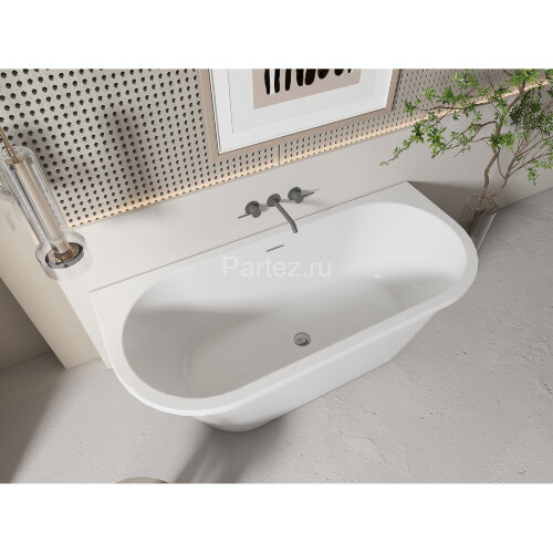Ванна акриловая Azario ELCON 1700x750x580 пристенная, в комплекте с сифоном и металлической рамой (E