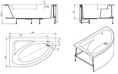 Roca WELNA Асимметричная акриловая ванна160Х100, левосторонняя