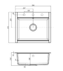 Кухонная мойка AQUATON Делия 60, серая (1A715232LD230)