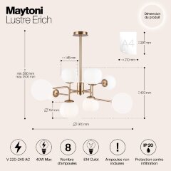 Потолочная люстра Maytoni MOD221-PL-08-G