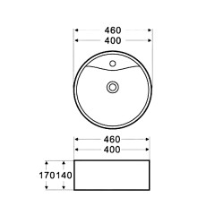 Раковина накладная Azario 460х170 круглая, белая (AZ-3018 SP)