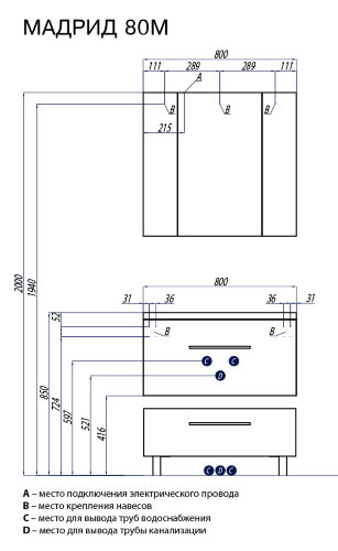 Комод AQUATON Мадрид 79.6х44.1х25 Белый (1A131903MA010)
