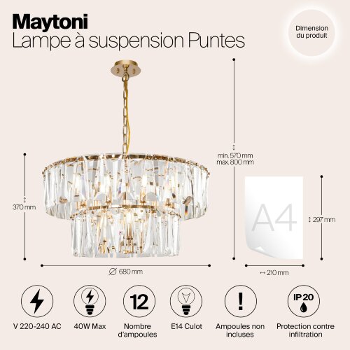 Подвесная люстра Maytoni MOD043PL-12G