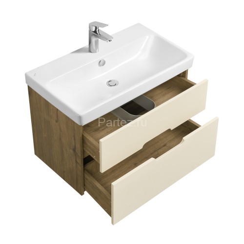 Тумба под раковину AQUATON Оливия 80 Бежевый/Дуб веллингтон (1A283101OLVG0)