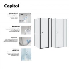 Душевая дверь Roca CAPITAL распашная 90х195, толщина полотна 6мм универсальная, цвет профиля хром