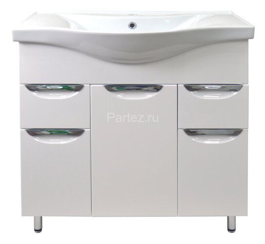 Комплект тумба Стиль-100/2 1000х800х350 напольная, с раковиной Basic 100 (CS00070580)