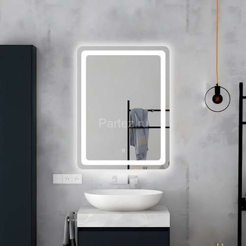 Зеркало AZARIO Dallas 600х800 с подсветкой, сенсорный выключатель с функцией диммера, подогрев (AZ-Z