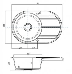 Кухонная мойка AQUATON Верона, серый шелк (1A710032VR250)