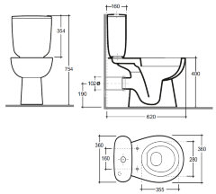 Унитаз-компакт Керамин Гольф R Инкоэр 360х620х750 напольный, с жестким сиденьем, с двухрежимной спус