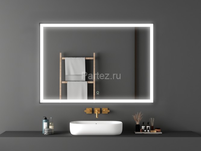 Зеркало AZARIO Fantasy 1000х700 с подсветкой, сенсорный выключатель с функцией диммера, в алюминиево