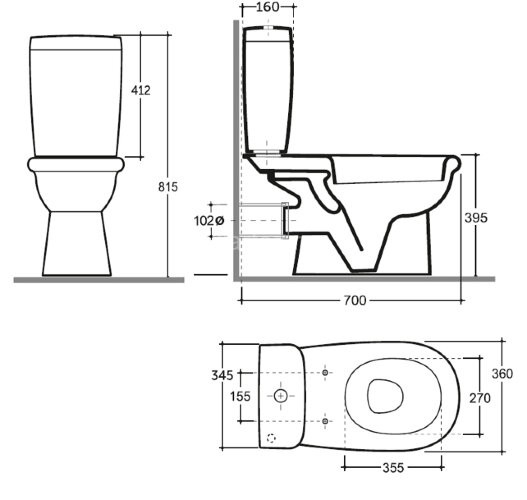 Унитаз-компакт Керамин Ареццо ЖС Инкоэр 360х700х820 напольный, с жестким сиденьем, двухрежимной спус