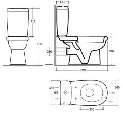 Унитаз-компакт Керамин Ареццо ЖС Инкоэр 360х700х820 напольный, с жестким сиденьем, двухрежимной спус