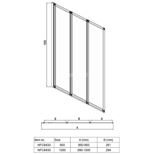 Шторка для ванны складная Azario PRESTON 100х150 цвет профиля хром (AZ-NFC6433 1000)