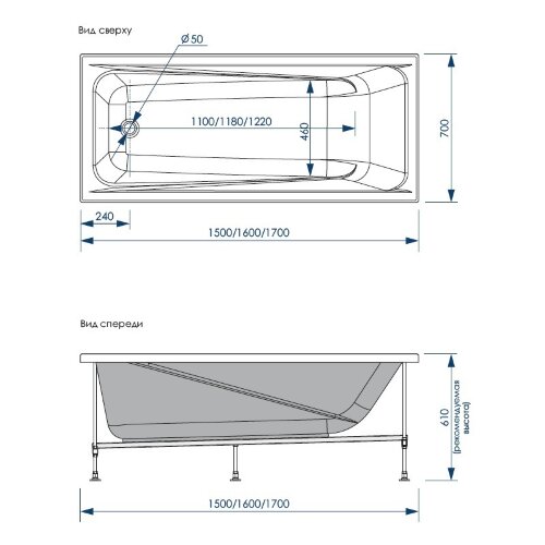 Ванна акриловая Loranto CALGARY 1700х700