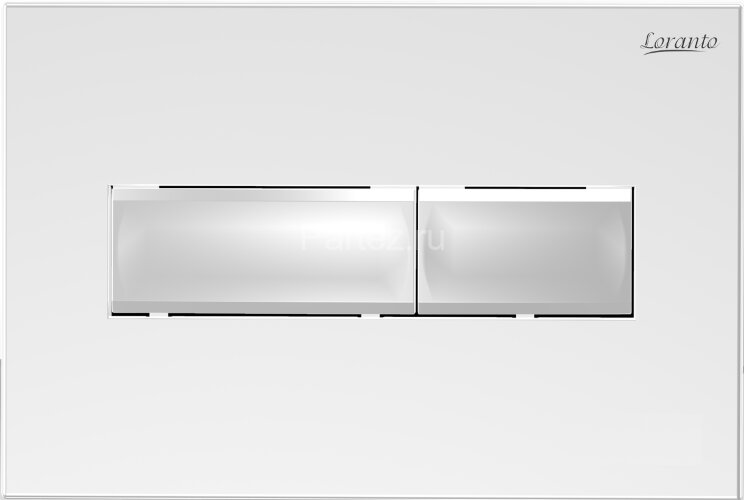 Кнопка смыва Loranto механическая, двойная, белый глянцевый