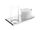 Двойной держатель Keuco Edition 400 со стаканом и дозатором жидкого мыла, хром (11553019000)