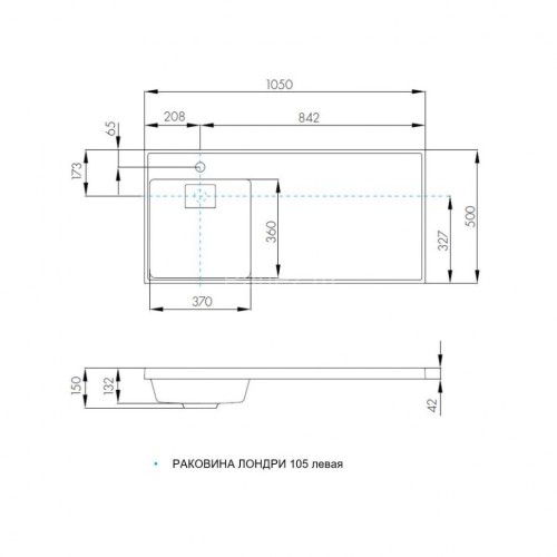 Раковина - столешница AQUATON Лондри 1050, левая, графит (1A72833KLH21L)