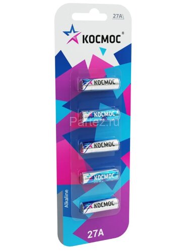 Элемент питания алкалиновый A27 для пультов сигнализаций (блист.5шт) КОСМОС KOC27A5BL