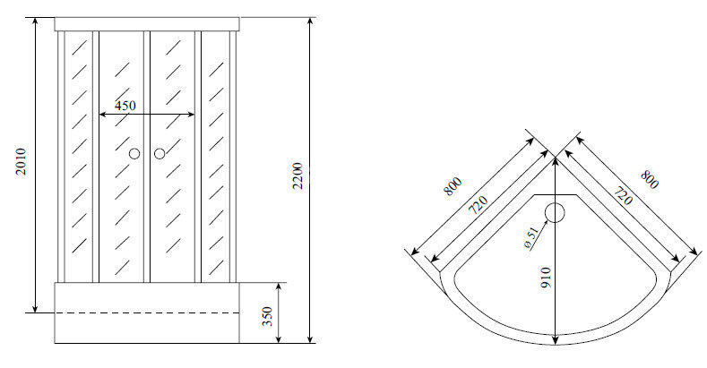 Timo Lux T-7780 душевая кабина (80*80*220), шт