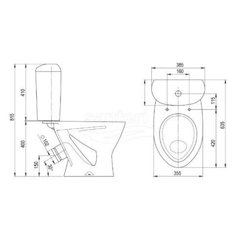 Унитаз-компакт Santeri Versia напольный, с сиденьем (1.P403.3.S00.00B.F)