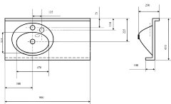 Раковина - столешница AQUATON Отель 1000, белая (1A70073NOT01L)