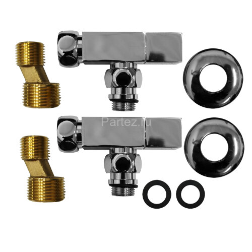 Соединение угловое с квадратным вентилем для полотенцесушителей Azario гайка-штуцер 3/4"х1/2", хром