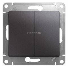 Выключатель 2-кл. СП Glossa 10А IP20 (сх. 5) 10AX механизм графит SE GSL001351