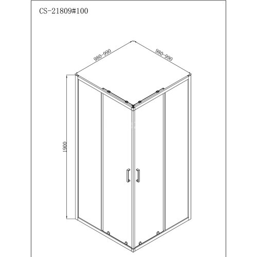 Душевое ограждение Loranto NEO 100x100x190 прозрачное закаленное стекло 5 мм, профиль черный, без поддона (CS-21809B-100)