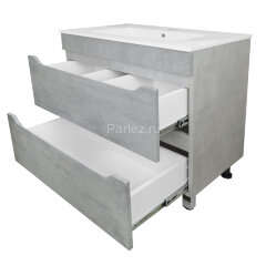 Комплект тумба Loranto Florena 70 710х470х810 напольная, с раковиной Azario Leon, светлый бетон (CS0