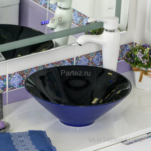 Накладная раковина melana mln-7020-b1+b18 (t4006hb1+b18 ) (сине-черная)