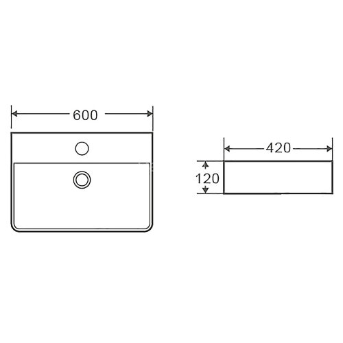 Раковина накладная Azario 600х420х120 прямоугольная, белый (AZ-2173)