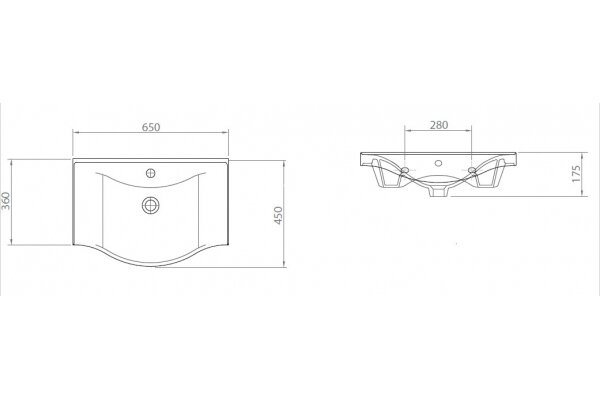 Раковина накладная Lapino BASIC 65X45X17,5, белая