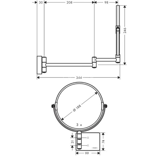 Косметическое зеркало Hansgrohe AddStoris, Белый матовый (41791700)