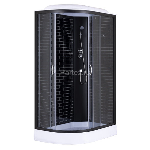 Душевая кабина Loranto 120х80х215 правосторонняя, поддон 13см, черный кирпичный узор, прозрачное стекло 4мм, профиль черный (CS6612013RGB120)