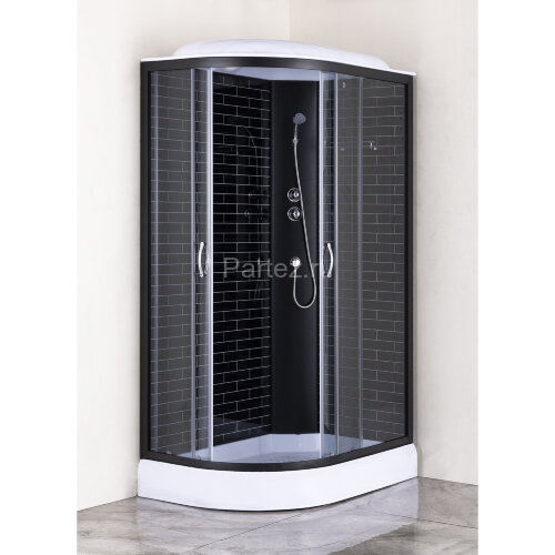 Душевая кабина Loranto 120х80х215 правосторонняя, поддон 13см, черный кирпичный узор, прозрачное стекло 4мм, профиль черный (CS6612013RGB120)