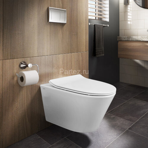 Унитаз подвесной Creo Ceramique 360х520х365 с системой смыва "Tornado", в комплекте с быстросъемным 