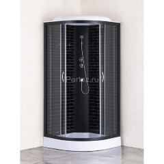 Душевая кабина Loranto 80х80х215 поддон 13см, черный кирпичный узор, прозрачное стекло 4мм, профиль черный (CS668013GB80)