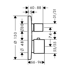 31572000 XX Metris Термостат с запорным вентилем Ecostat E, СМ АКЦ!!!