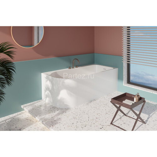 Ванна акриловая Azario LUTON 1700x800x580, пристенная, в комплекте с сифоном и металлической рамой, 