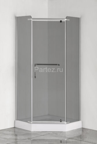 Душевое ограждение LORANTO 100х100х200 с низким поддоном 13см, серое закаленное стекло 6 мм, профиль сатин (CS-816S B 100 (GRAY))